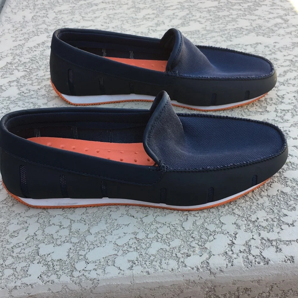 Mens Swims Boating Shoes Loafers Navy Breathable Mesh Waterproof Size 8